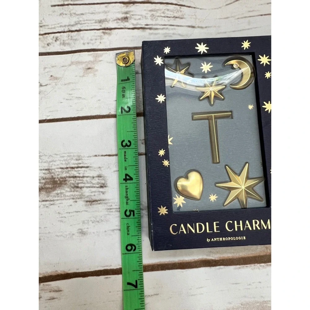 Anthropologie Candle Charms Gold Celestial Letter T Love Heart Set‎ of 2 OS